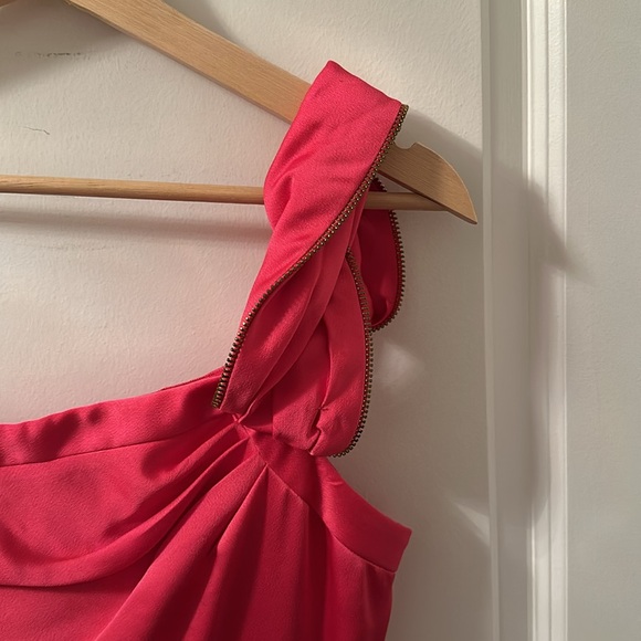 BCBG Maxazria hot pink one shoulder cocktail dress - Picture 3 of 3